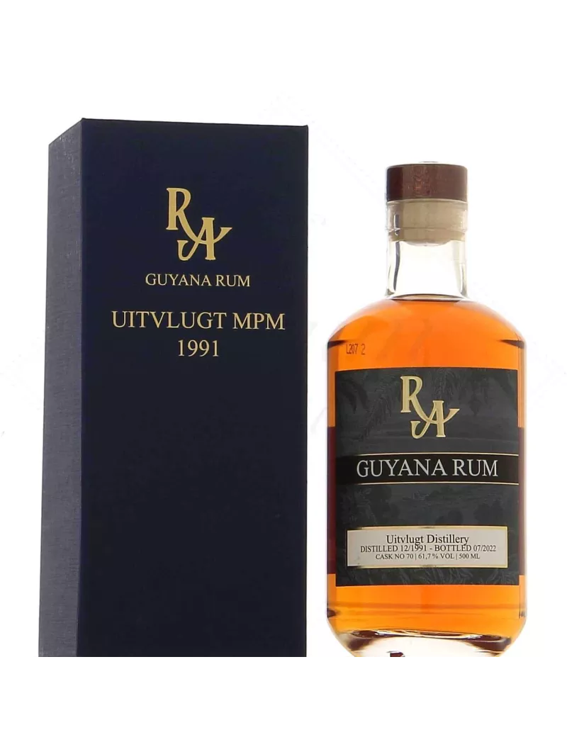 Rum Artesanal Guyana Uitvlugt 1991 30 ans 61,7%