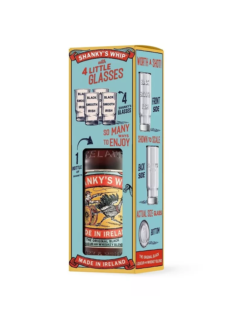 Coffret Shanky’s Whip 33° avec 4 verres à shot